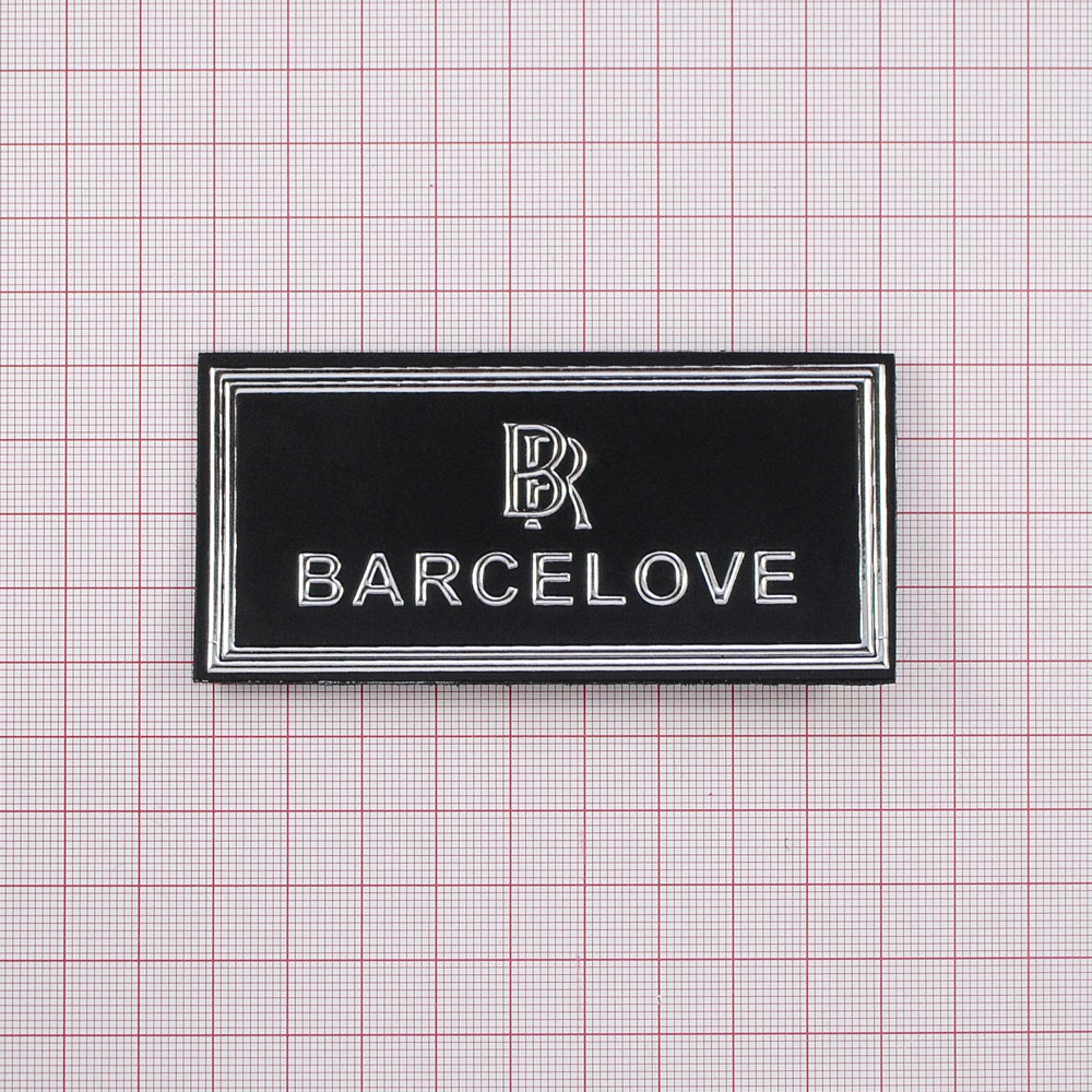 Лейба к/з BARCELOVE, 9.5*4.5см, черный, серебро, шт. Лейба Кожзам