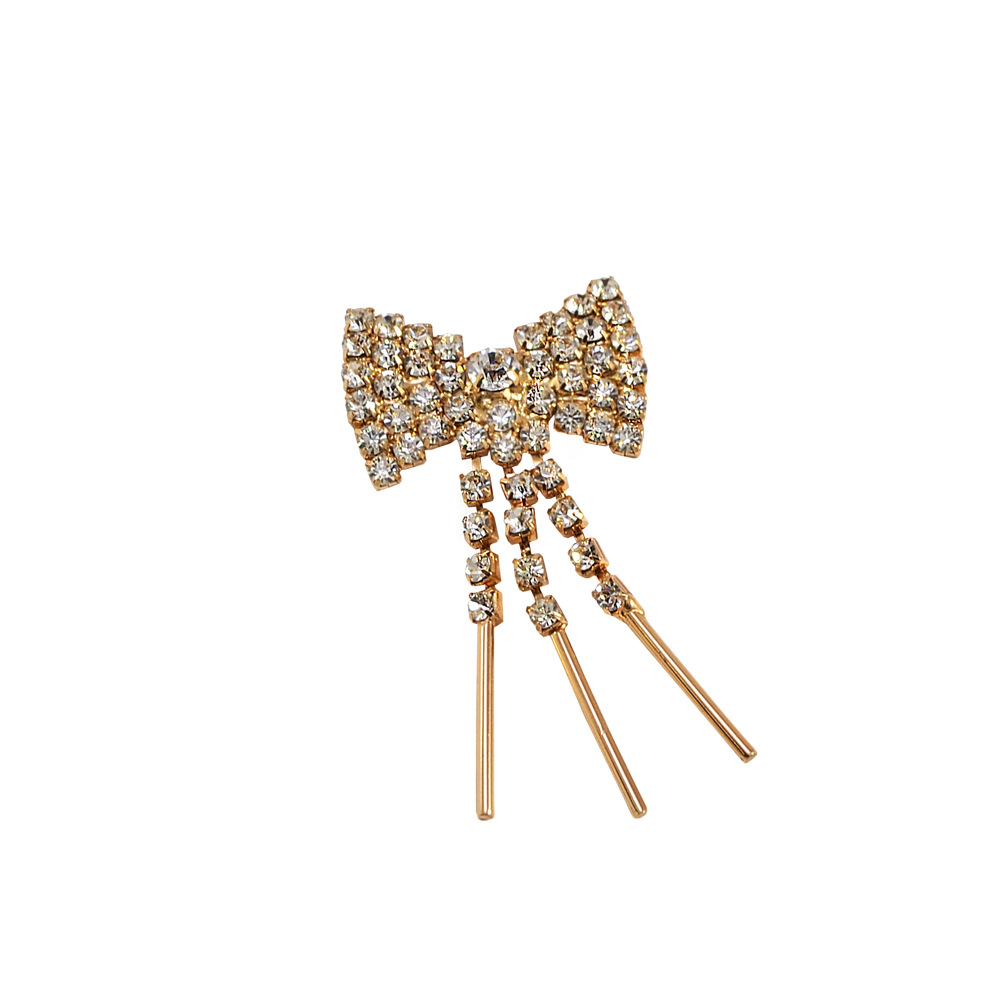 Краб металл SH-010 Бантик-подвески GOLD, бел. камни. Крабы Металл Геометрия Декор