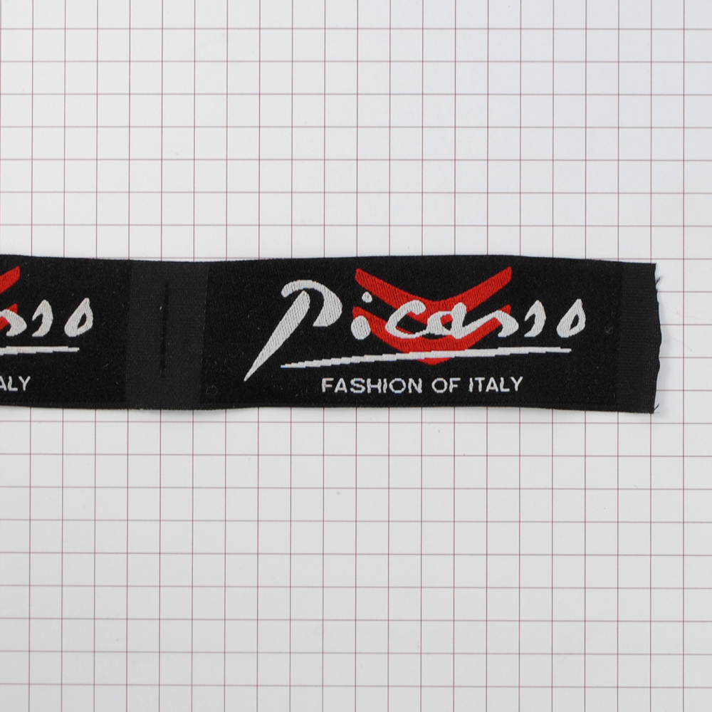 Этикетка тканевая вышитая Picasso 2.5 см 100м. Вышивка / этикетка тканевая