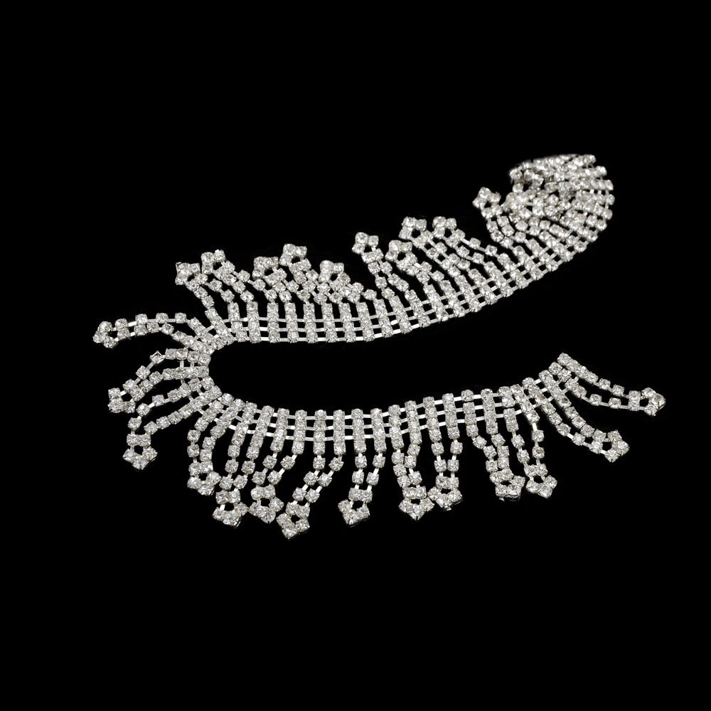 Тесьма стразы А079 из камней, NIKEL,  ярд. Тесьма из страз