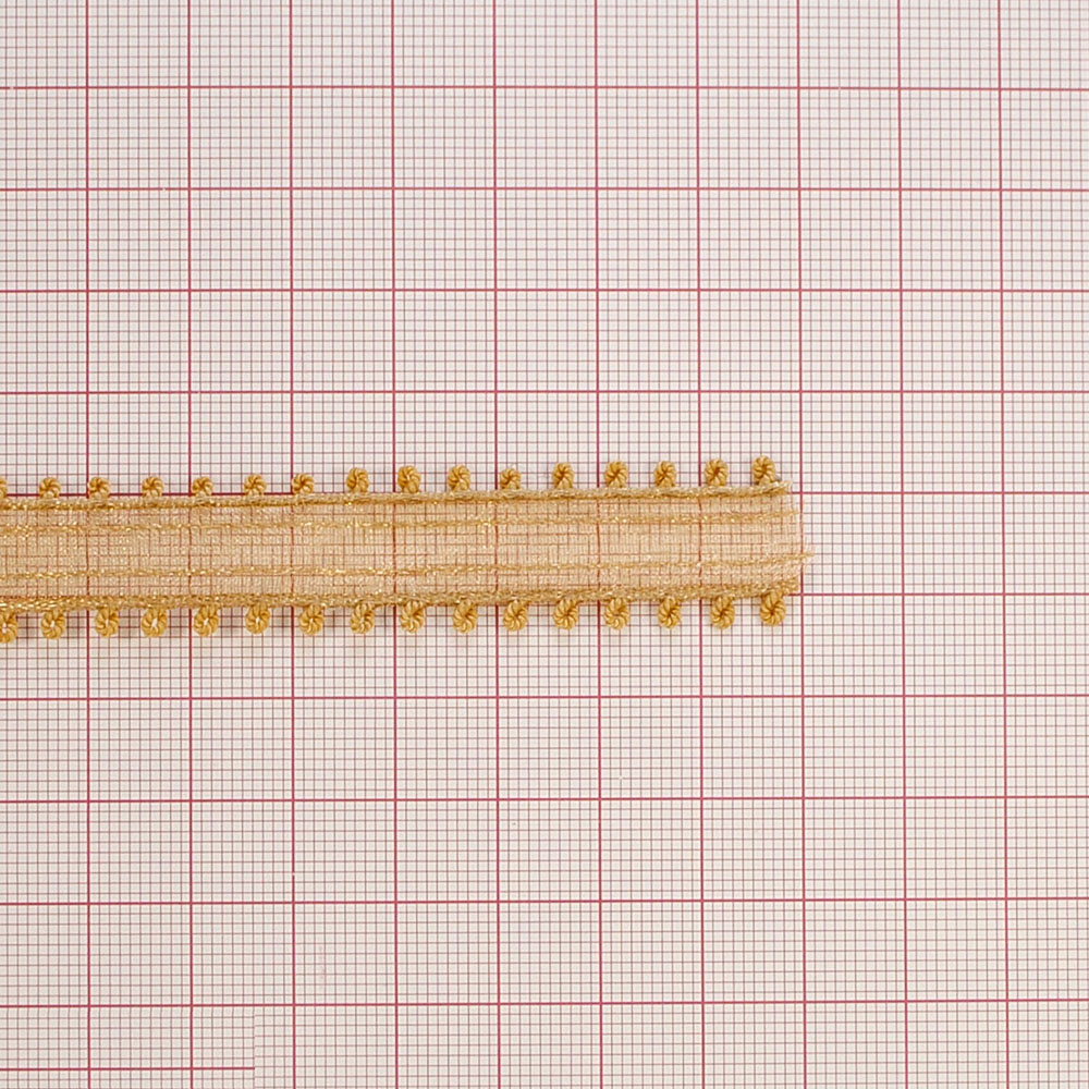 Тесьма органза с петельками 2,5см бежевый, 100ярд. Тесьма