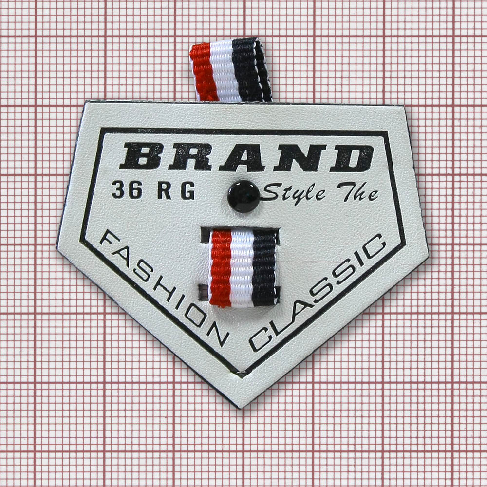 Лейба кожзам BRAND fashion classic 55*45 белый, черный лого, лента. Лейба Кожзам