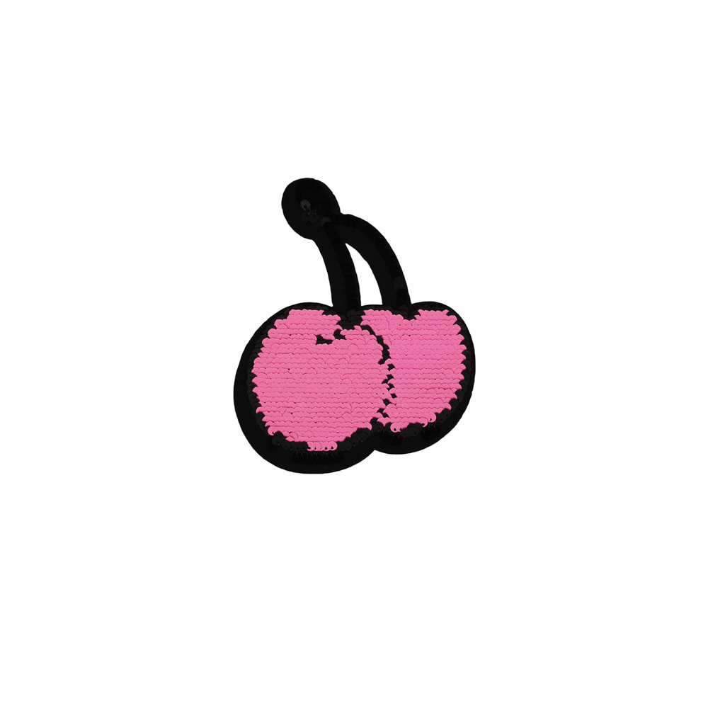 Аппликация клеевая пайетки двусторонняя Вишенки 12*14см черные и красные пайетки, шт. Аппликации клеевые Пайетки