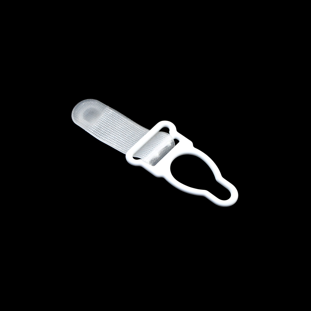 Чулкодержатель нейлоновый,15мм (внутр.), 34,1*20,1мм (внешн.),  белый металл и прозрачная резинка, шт. Чулкодержатель