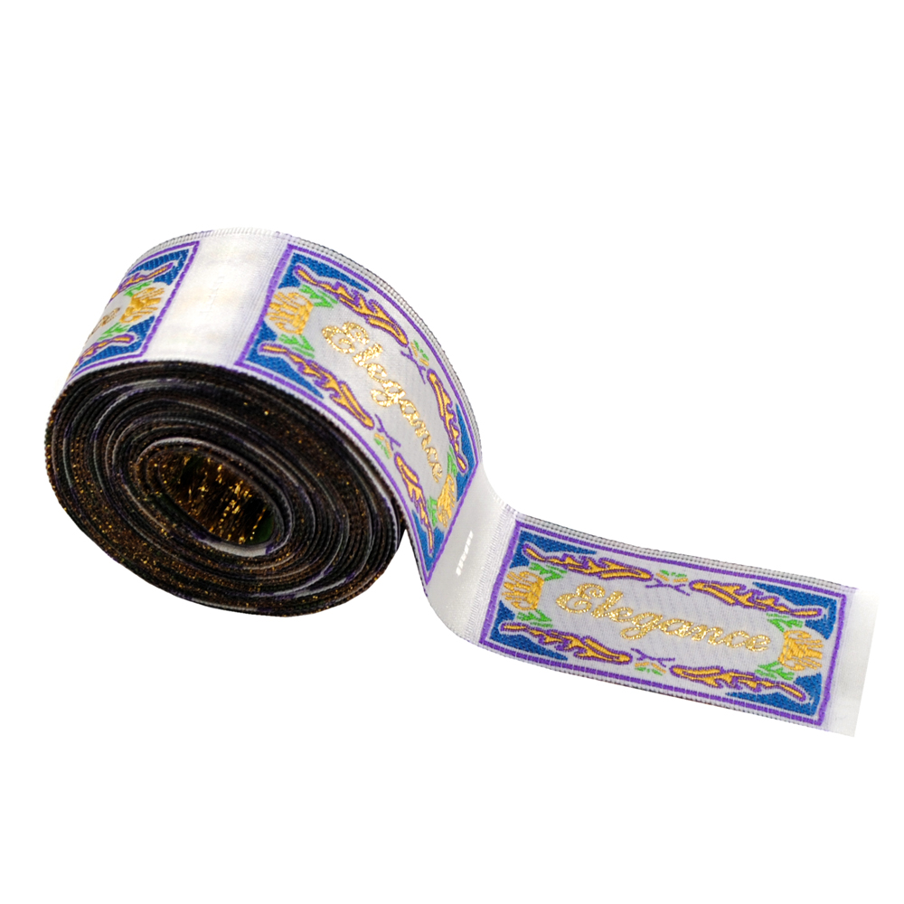 Этикетка тканевая вышивка Elegance № 15, 2,5*6см белая с орнаментом /satin/, шт. Вышивка / этикетка тканевая