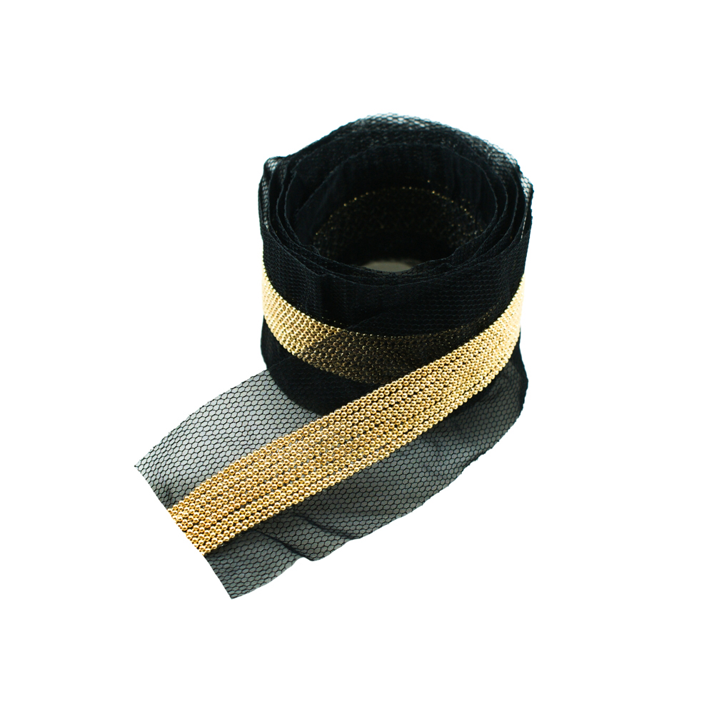 Тесьма Сети 4см черный и золото цепь шарик, 50ярд. Тесьма