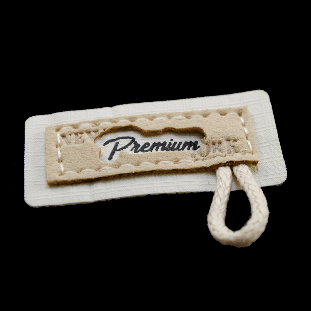 Лейба п/у Premium (с петелькой), 4*3,3см, белый, черный, бежевый, шт. Лейба Кожзам