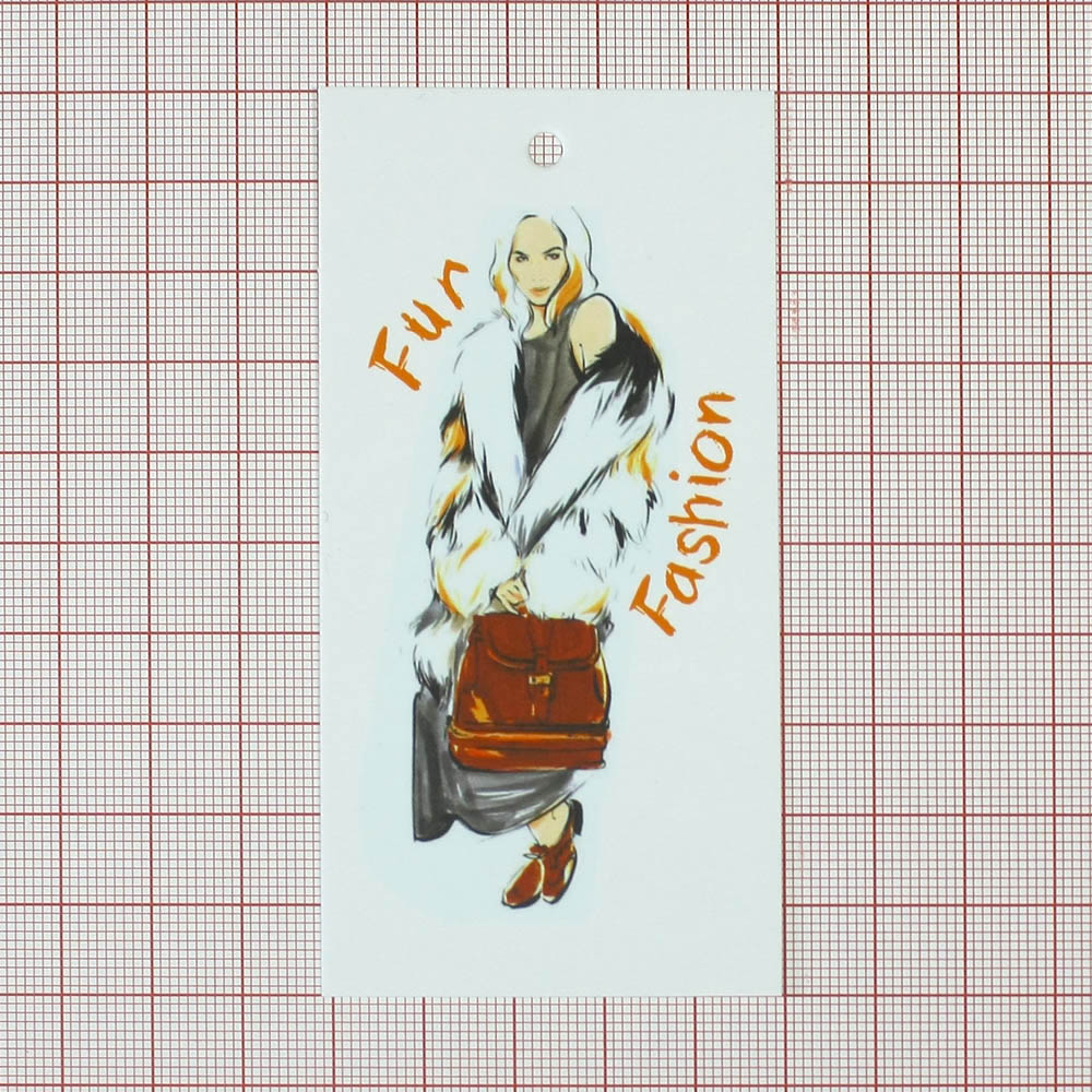 Этикетка бумажная Fur Fashion (блондинка с рюкзаком) 50*100мм, шт. Этикетка бумага