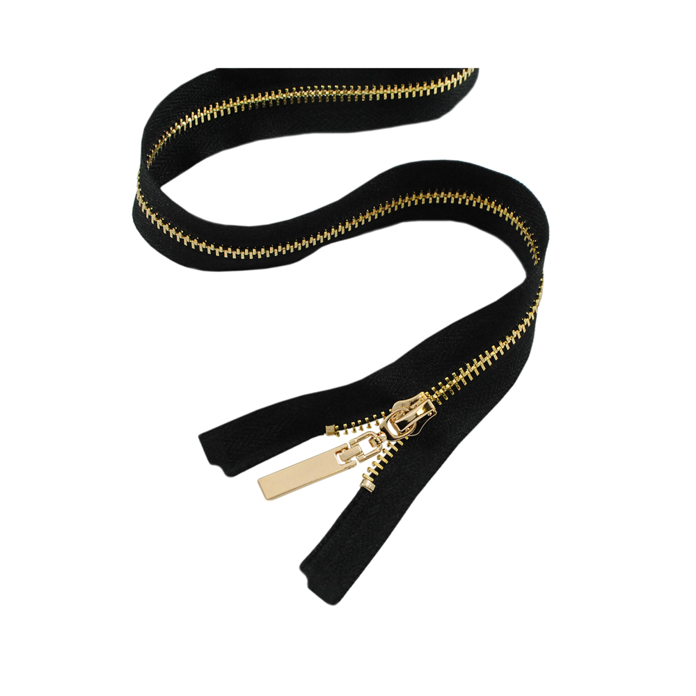 Змейка металлическая  №5 65см О/Е GOLD, черная ткань, односторонняя, шт. Змейка Металл