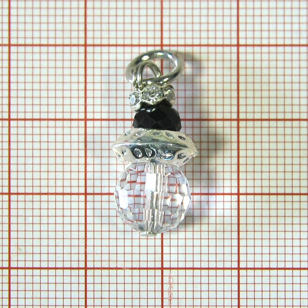 Подвеска Фонарик 10*21мм прозрачная граненная бусина, черный, белый камни, NIKEL, шт. Подвески