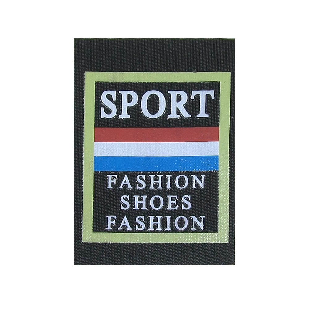 Нашивка тканевая накатанная SPORT shoes 5,8*4см черная, цветной рисунок, шт. Нашивка Вышивка, Ткань