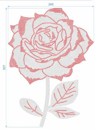 Аппликация из страз Роза, 24,3*33,7см, SS6 красный 32589, серебро 62581, шт. Аппликация клеевая