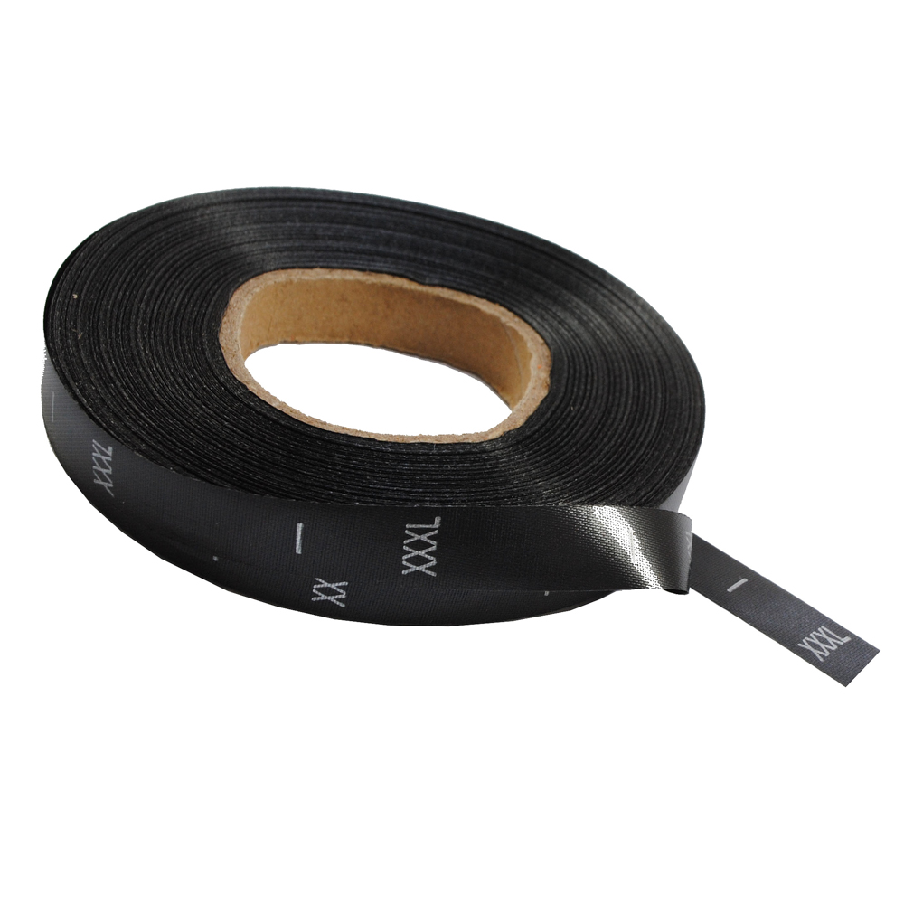 Размерник нейлон черный XXXL, лого серебро, 50м, б. Размерник накатанный нейлон