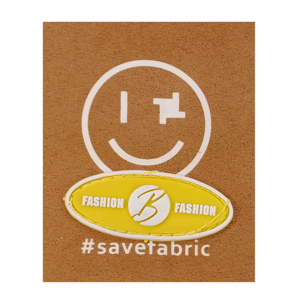 Лейба ткань Savefabric, 8*6,5см, коричн., резиновая вставка жёлт., смайл, шт. Лейба Ткань
