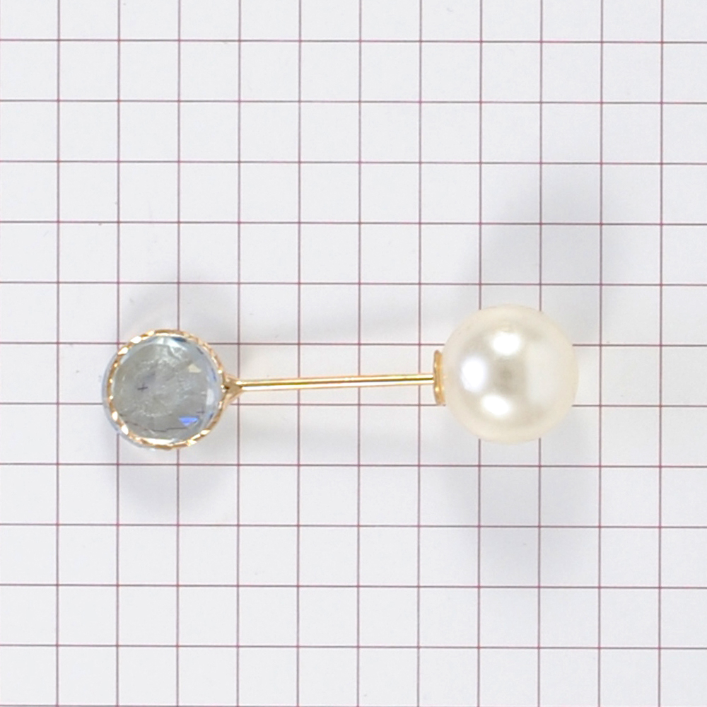 Булавка кристалл и жемчуг 4,2*1,2см gold, белый жемчуг, шт. Булавки