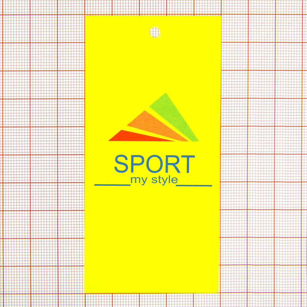 Этикетка бумажная Sport желтая. Этикетка бумага