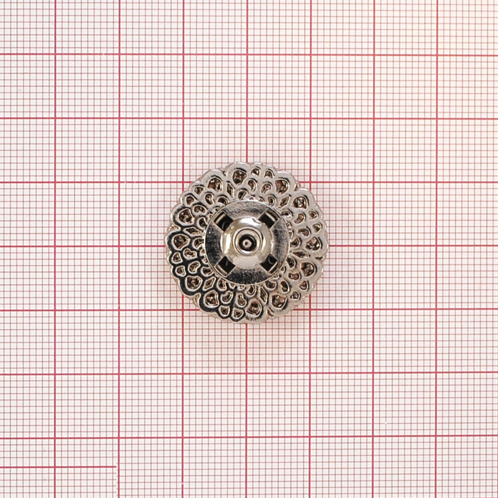 Кнопка металлическая пришивная потайная Фигурная Бабочка 25мм, никель, шт. Кнопка пришивная потайная