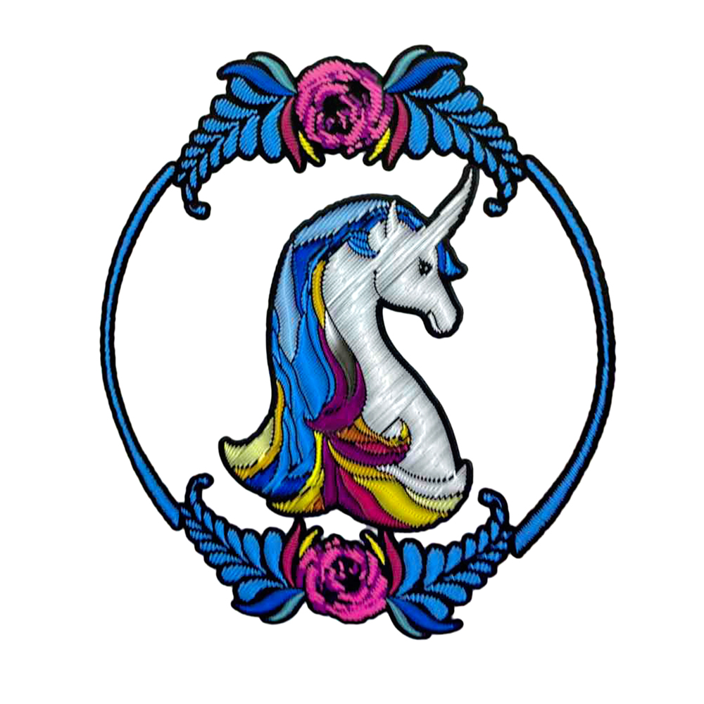 Термоаппликация Единорог в круге 22,9*22,5см серый, розовый, синий, шт. Термопереводки Детские