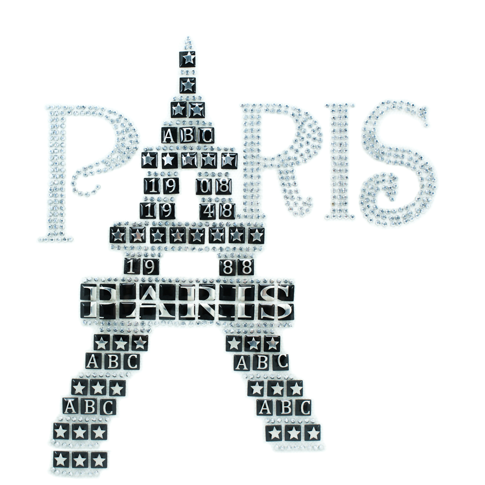 Термоаппликация из страз PARIS башня 17,5*18см серебро, черный, шт. Аппликации клеевые Рисунки из страз