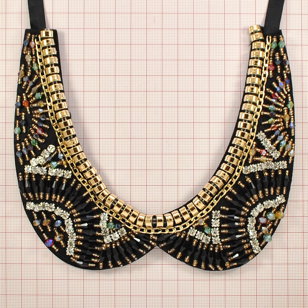 Воротник завязки, черный войлок, цепи, черные пластиковые камни, белые камни, шт. Воротники