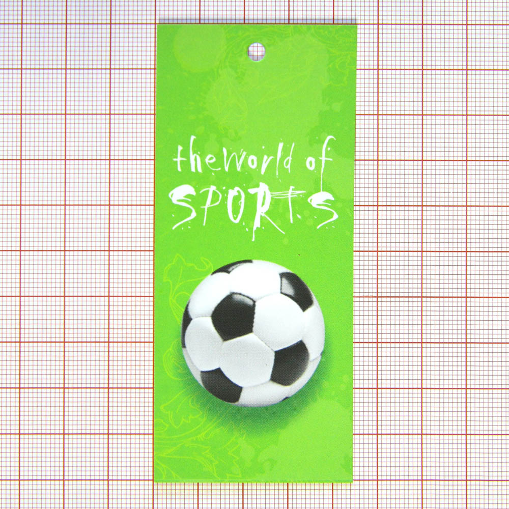 Этикетка бумажная The world of SPORTS салатоый, белый, черный. Этикетка бумага