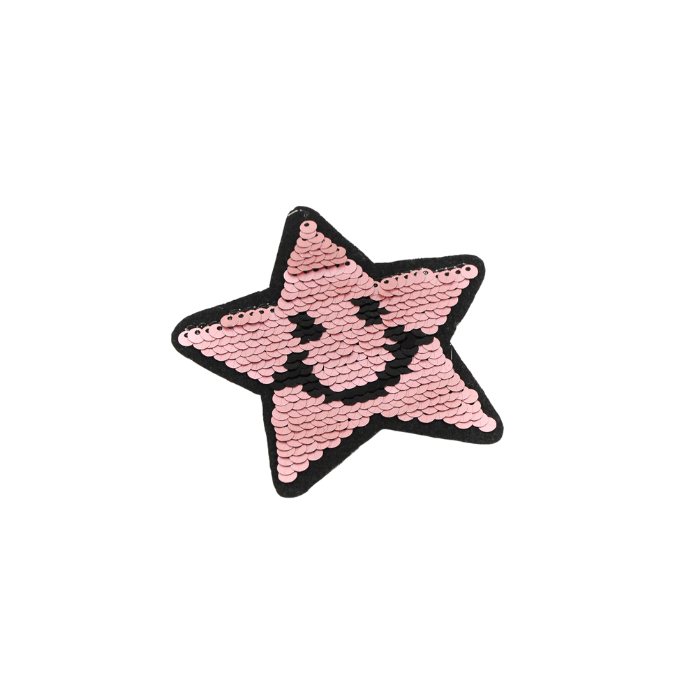 Аппликация клеевая пайетки двусторонняя Звезда Улыбка серебро, 9*9см, шт. Аппликации клеевые Пайетки