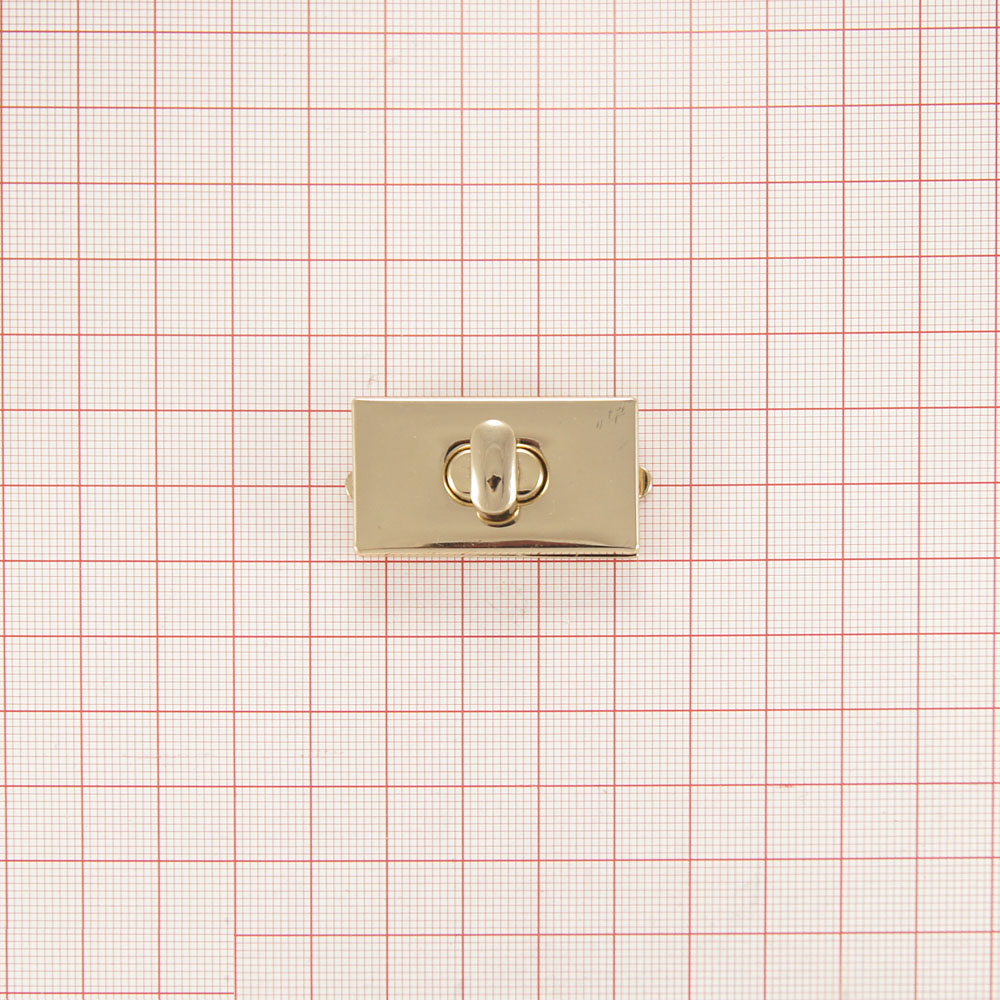 Замок сумочный E340 твист прямоугольный 20*37мм GOLD, шт. Сумочная фурнитура