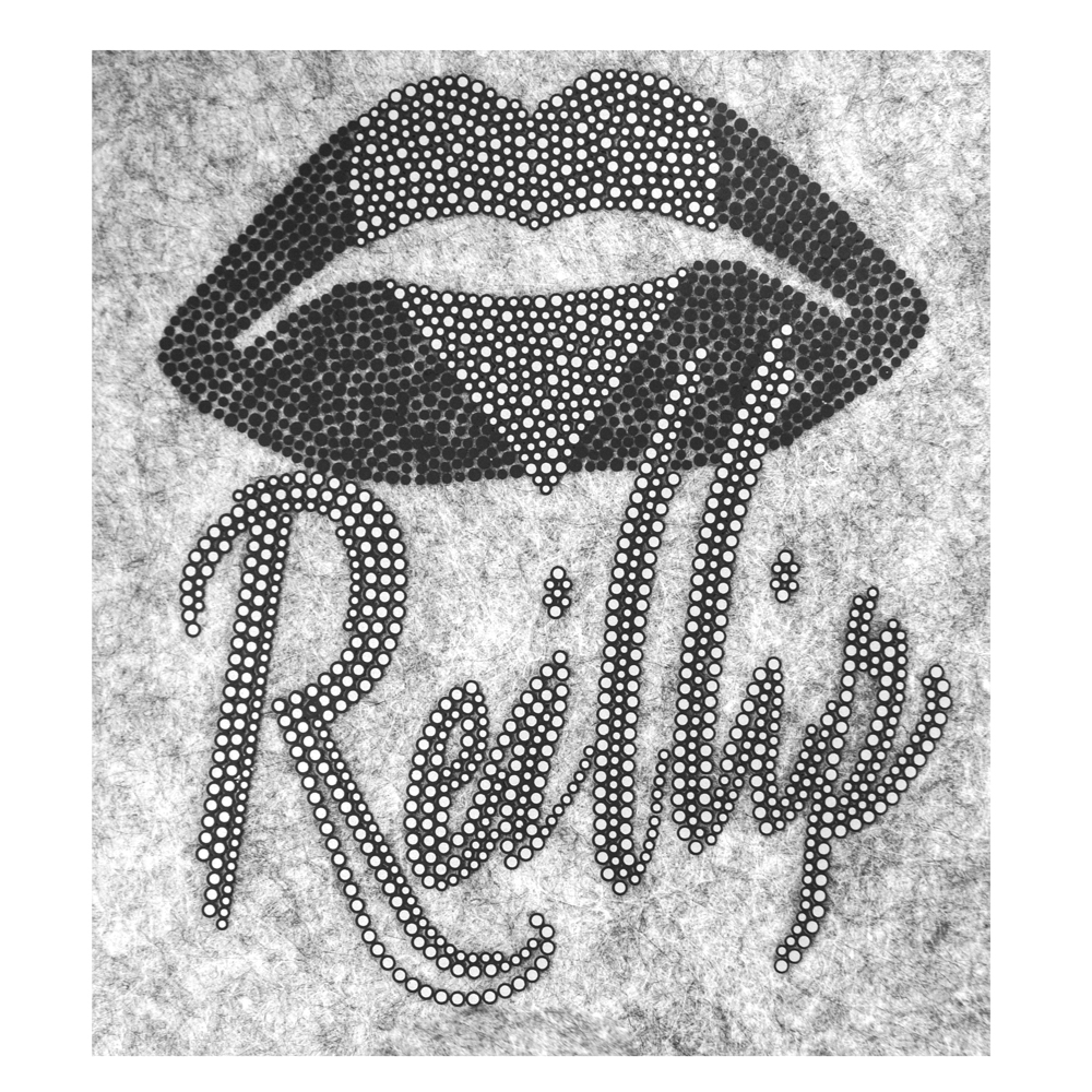 Термоаппликация резиновая Губы с сердцем 12,5*11,5см черный, белый, шт. Термопереводки Резиновые, Термопленка