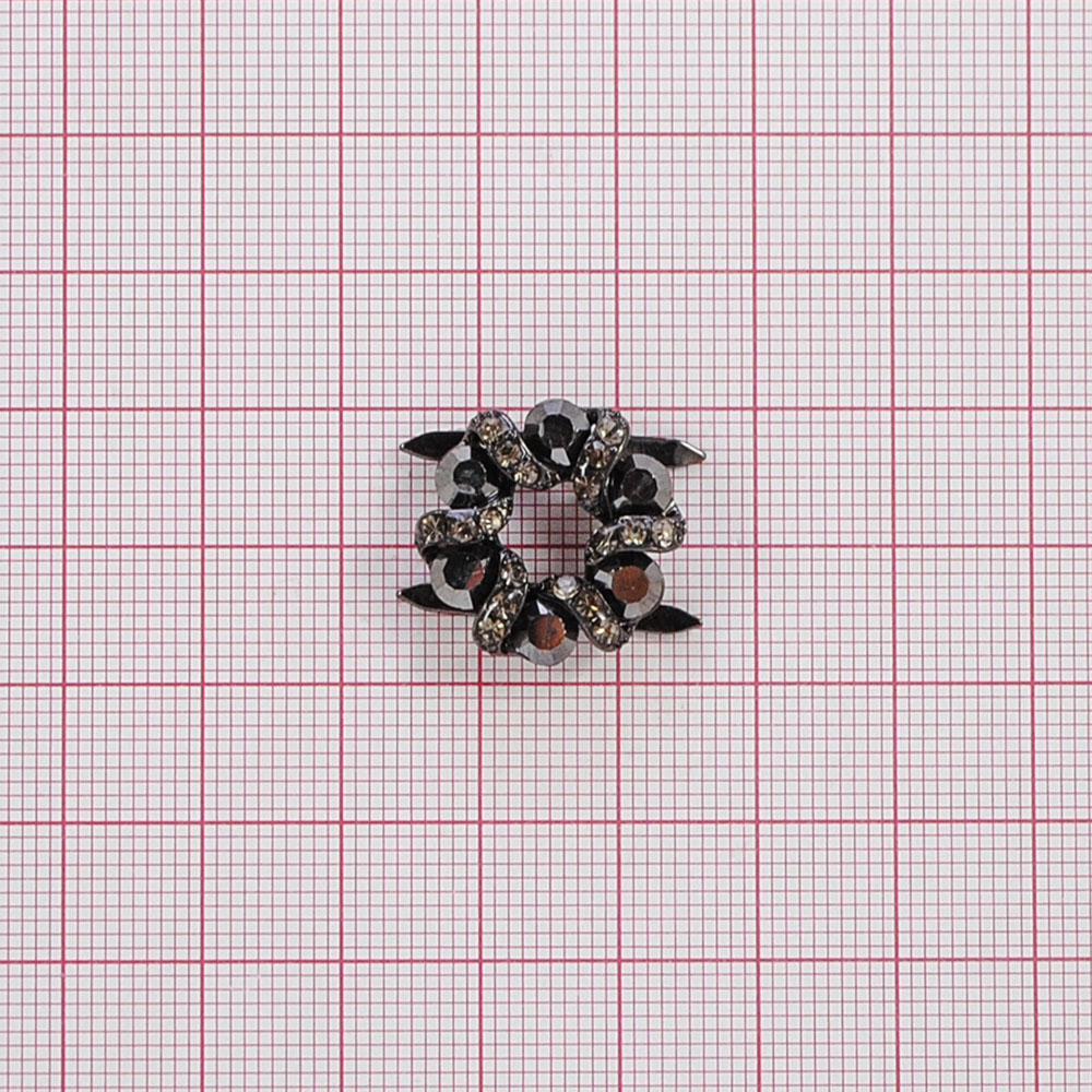 Краб камни и металл Круг с переплетеньем, 1,9см, никель блек, black diamond, шт. Крабы Металл Геометрия Декор