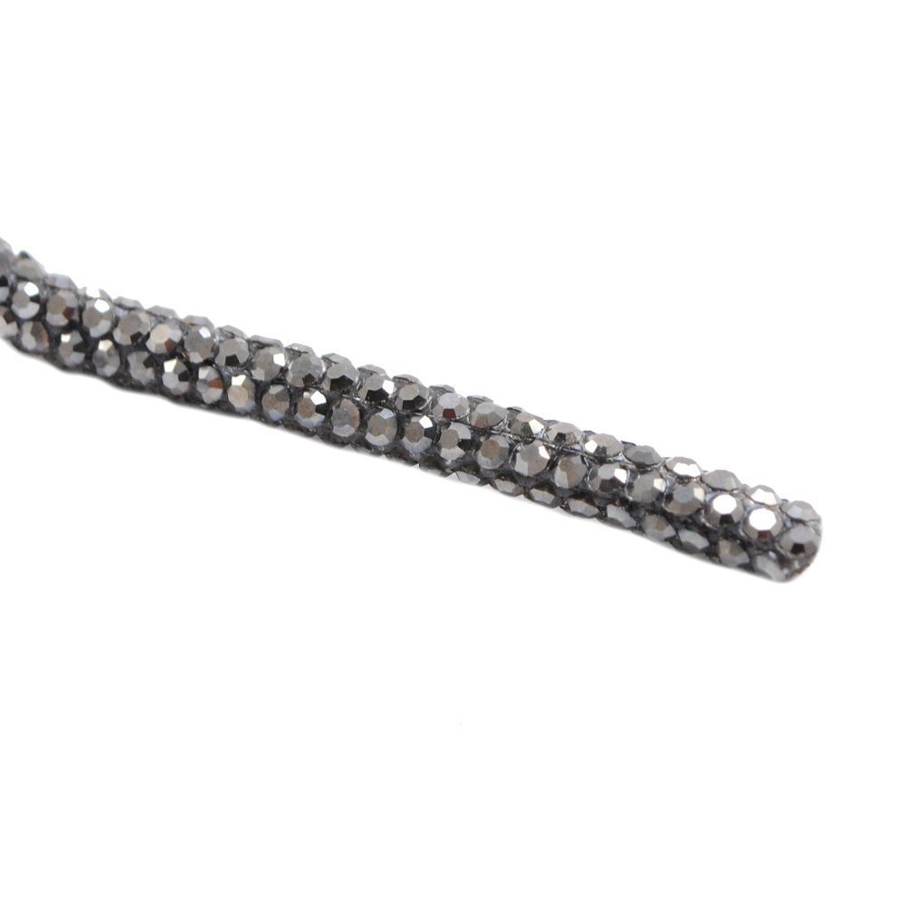 Шнур со стразами класс А, SS5, 0,4см, hematite, ярд. Тесьма из страз