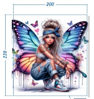 Аппликация композит, Девочка-бабочка, 20*22см, корол. атлас, сублимация, лазер, SS20 32596, шт. Аппликация композит