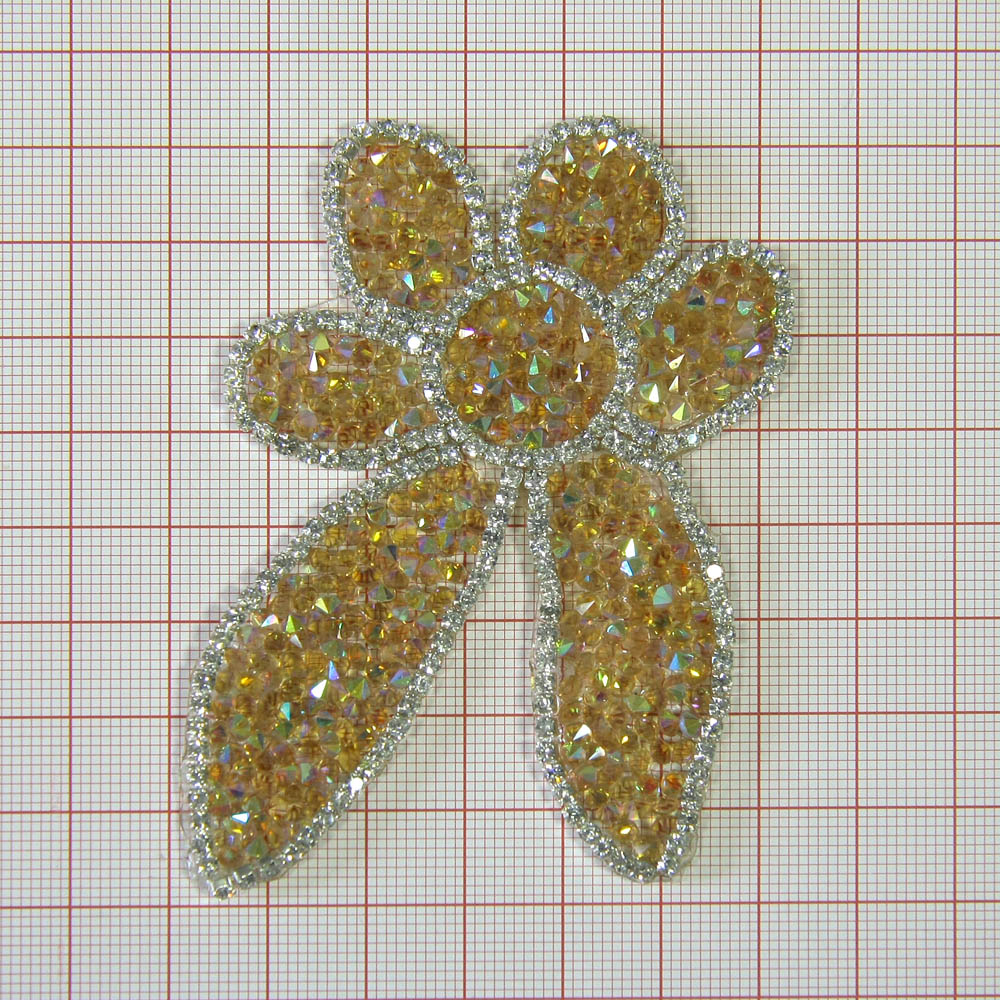 Аппликация клеевая стразы Клякса 6,5*8,5см камни пирамидка, белый в металле, шт. Аппликации клеевые Стразы комб.