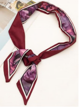 Шарф-галстук тканевый, 90*5см, бордовый, сиреневый, белый, шт. Украшения