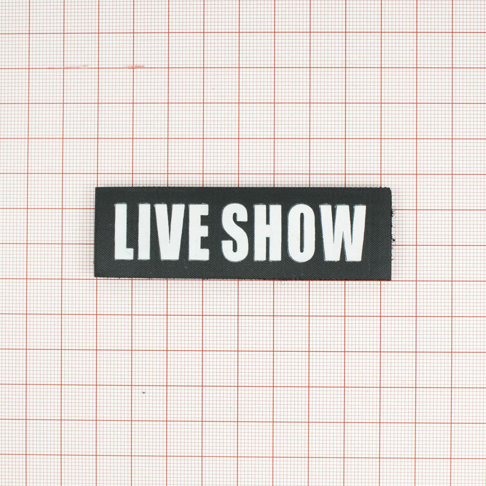 Нашивка тканевая на липучке Live show 8.3*2.5см прямоугольной формы, черно-белая, шт. Нашивка Липучка
