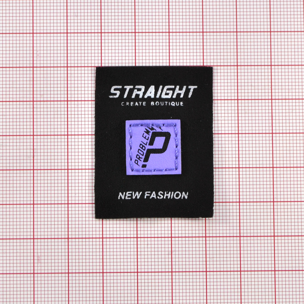 Лейба ткань Straight "P", 3,5*4,5см, черный, серый, шт. Лейба Ткань