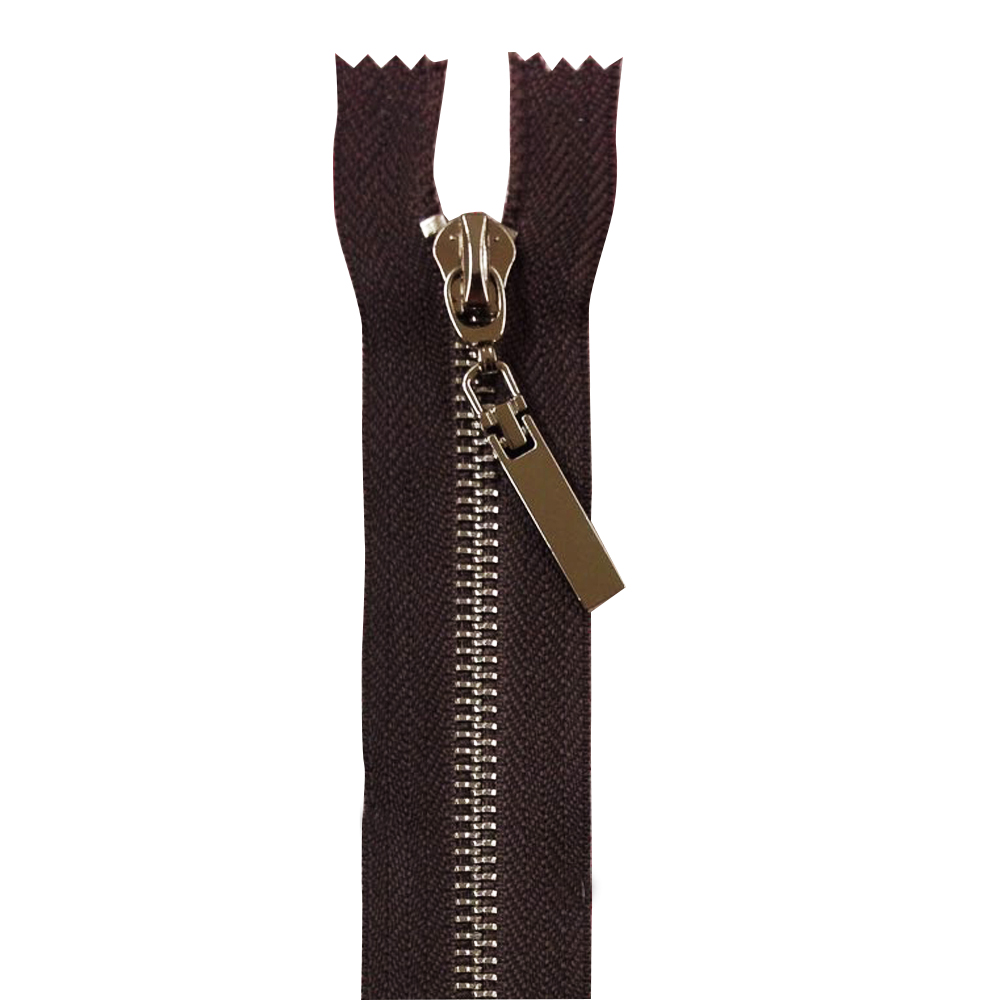 Змейка металлическая №5 120см, О/Е, Nickel+коричневая тк., двусторон., шт. Змейка Металл