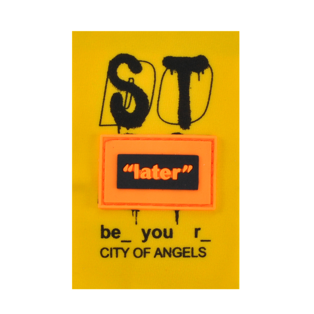 Лейба ткань и резина Later, 6*9см, черный, желтый, оранжевый, шт. Лейба Ткань