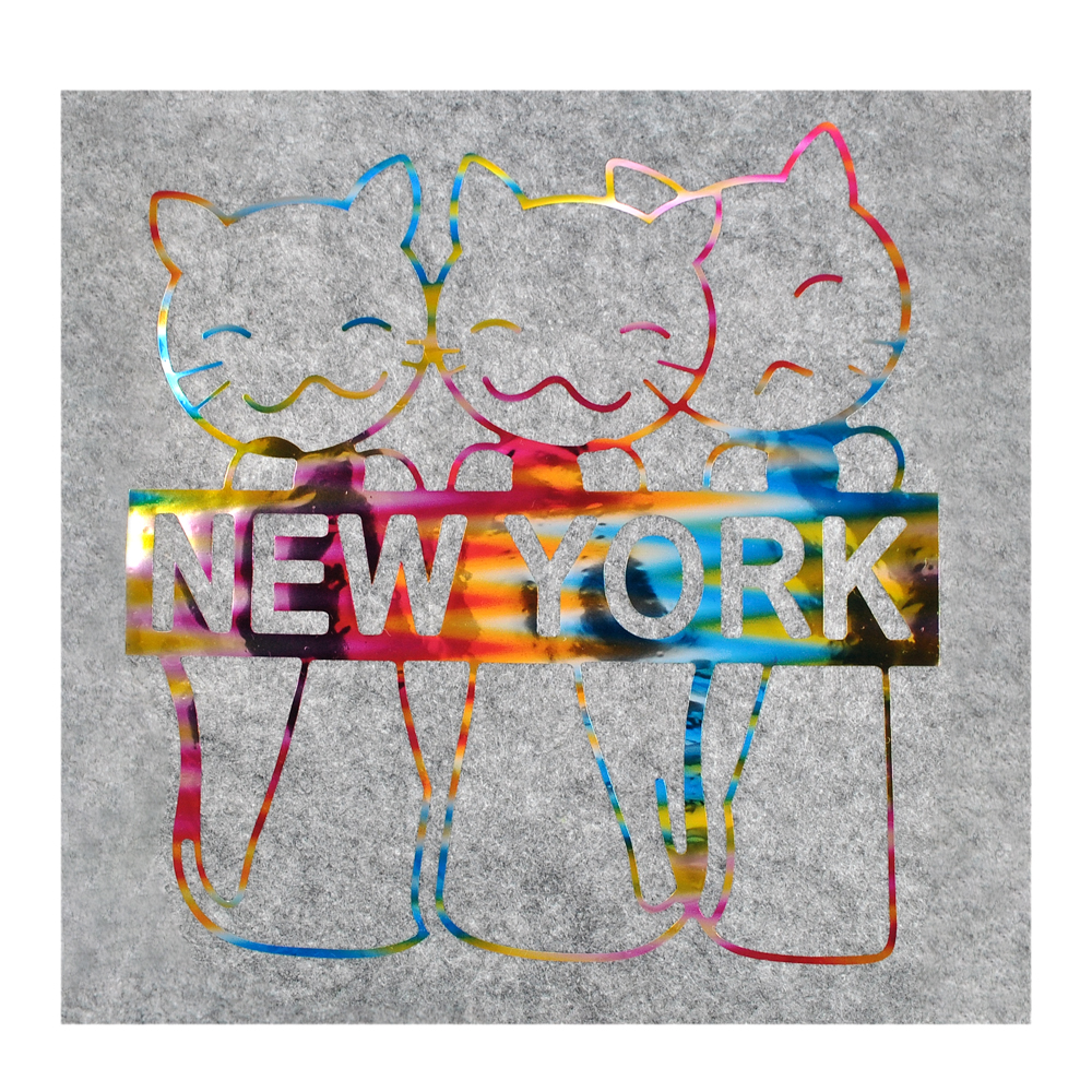 Термоаппликация Коты NEW YORK, 20*20,7см, голографический, шт. Термопереводки Ассорти