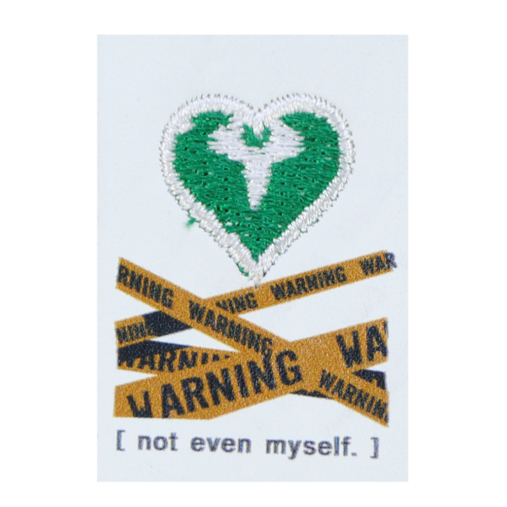 Лейба к/з Прямоугольник Сердце Warning, 3*4,3см, зелен., белый, кор., черный, шт. Лейба Кожзам