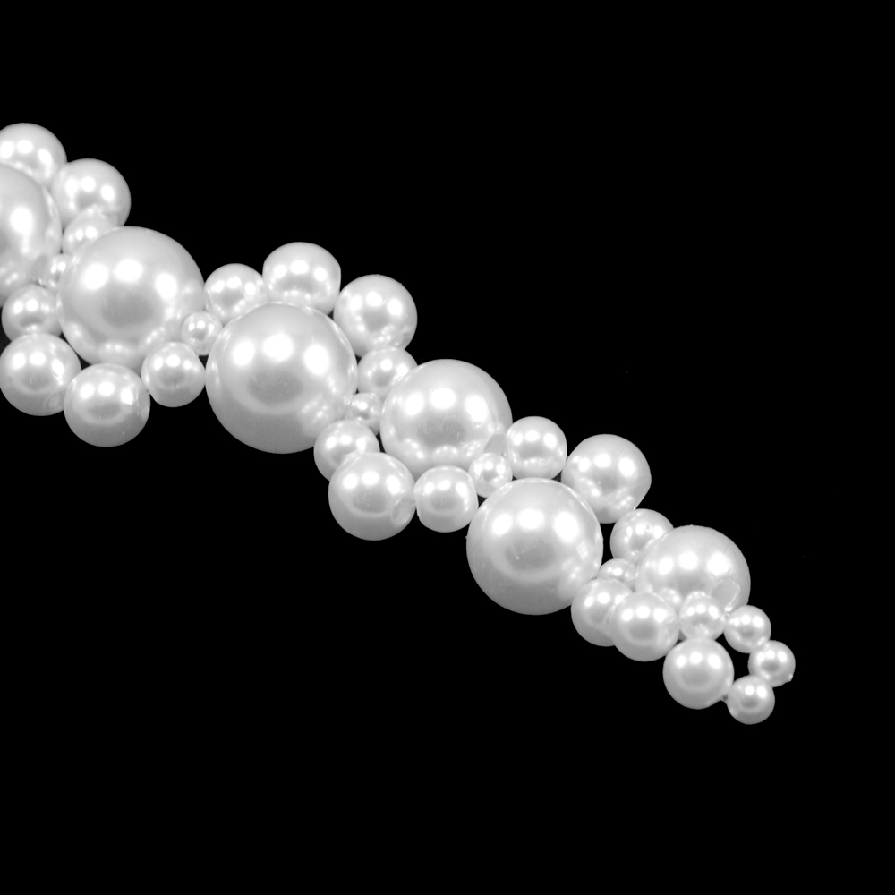 Перетяжка, жемчуг, 15*2см, белый, шт. Перетяжка металл со стразами