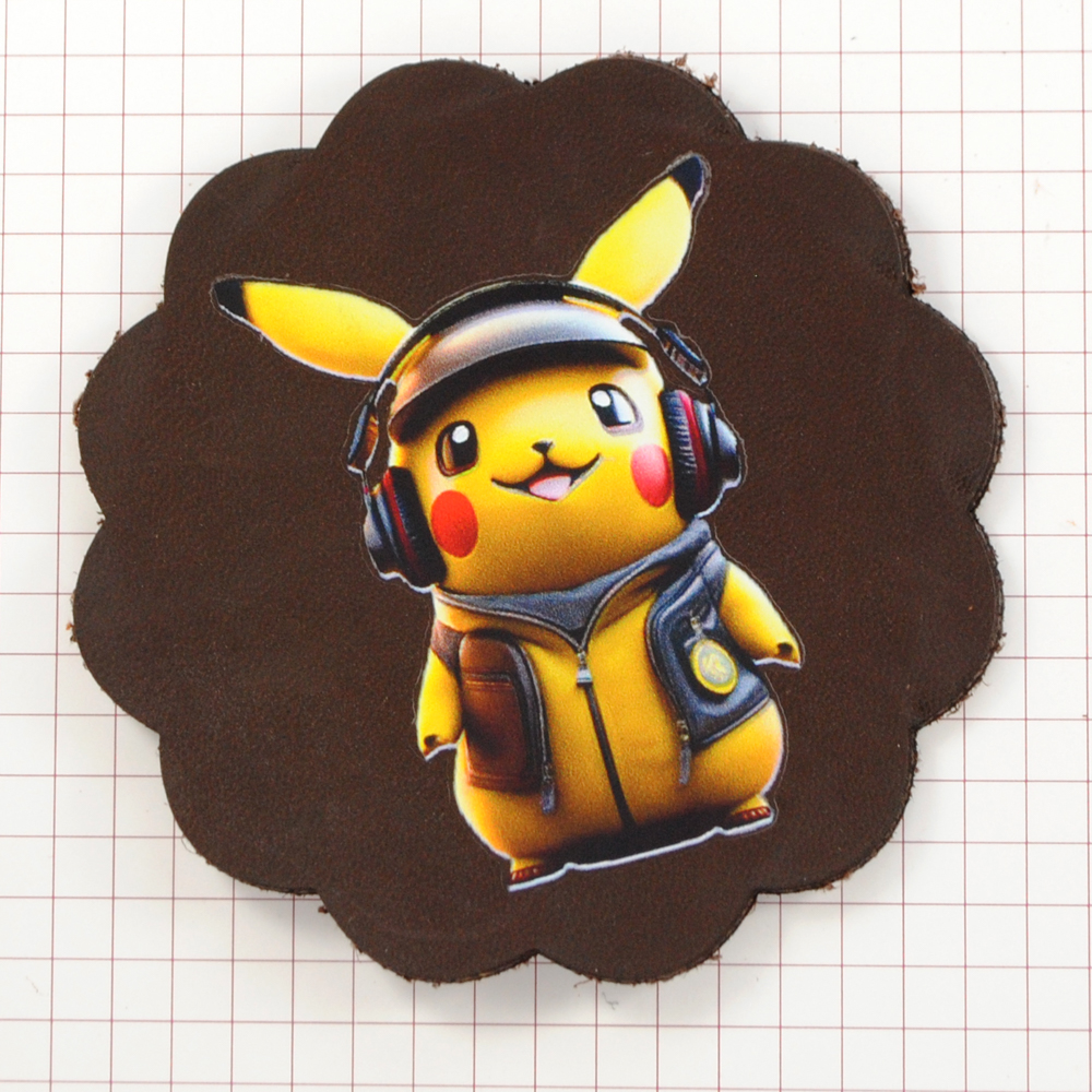 Аппликация композит, Пикачу, 7,9*7,9см, нубук, лазер, DTF флуоресцент, шт. Аппликация композит