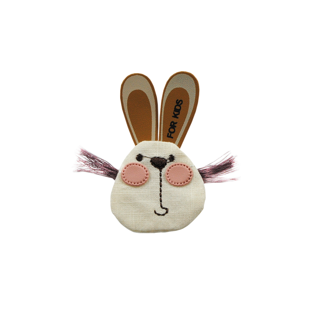 Аппликация тканевая пришивная детская Заяц с бол.щеками For Kids 7*4см, розовый, коричневый, черный, бежевый, шт. Нашивка Детская