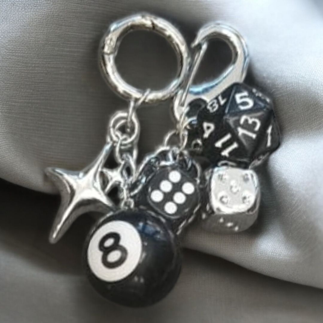 Брелок Игральные кости, никель, черный, белый, шт. Подвески