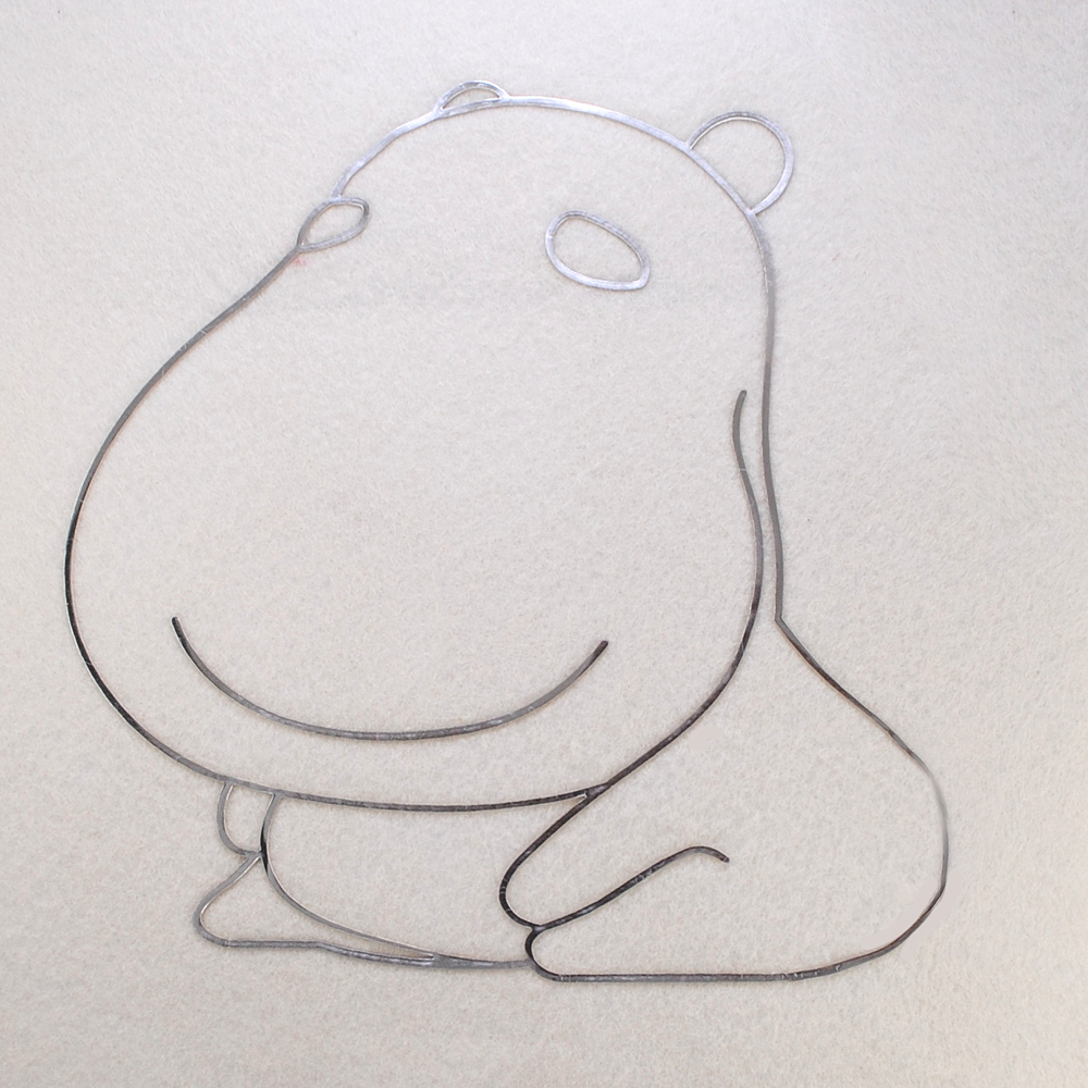 Термоаппликация Бегемот (контур), 14,2*14,7см, серебро, шт. Термопереводки Резиновые, Термопленка