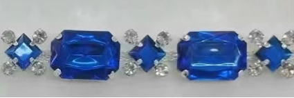 Тесьма из страз, никель, белый, синий, ярд. Тесьма из страз