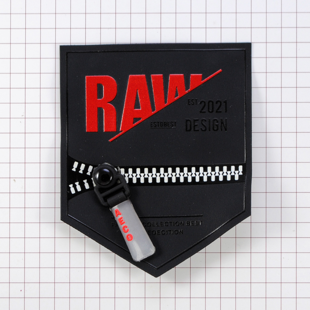 Лейба клеенка с хольнитеном Карман RAW (design), с имитацией молнии, 8*6,5см, чёрный, красный, шт. Лейба Клеенка