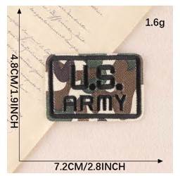 Шеврон клеевой U.S. Army, 4,8*7,2см, черный, хаки, шт. Аппликации клеевые Тканевые
