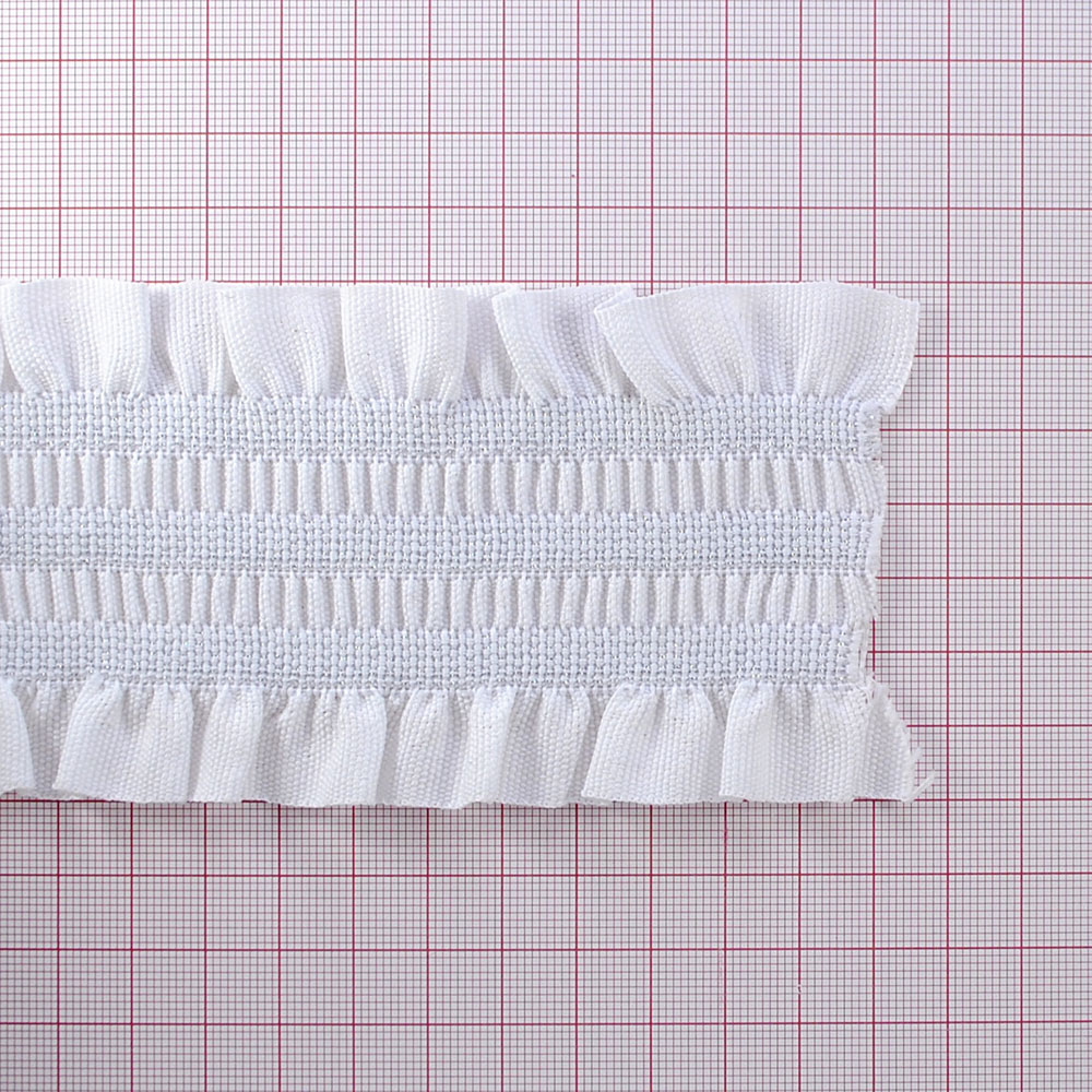Резинка №34, 7см, белая, Рюш, 3 ряда, гофра, ярд. Резинка