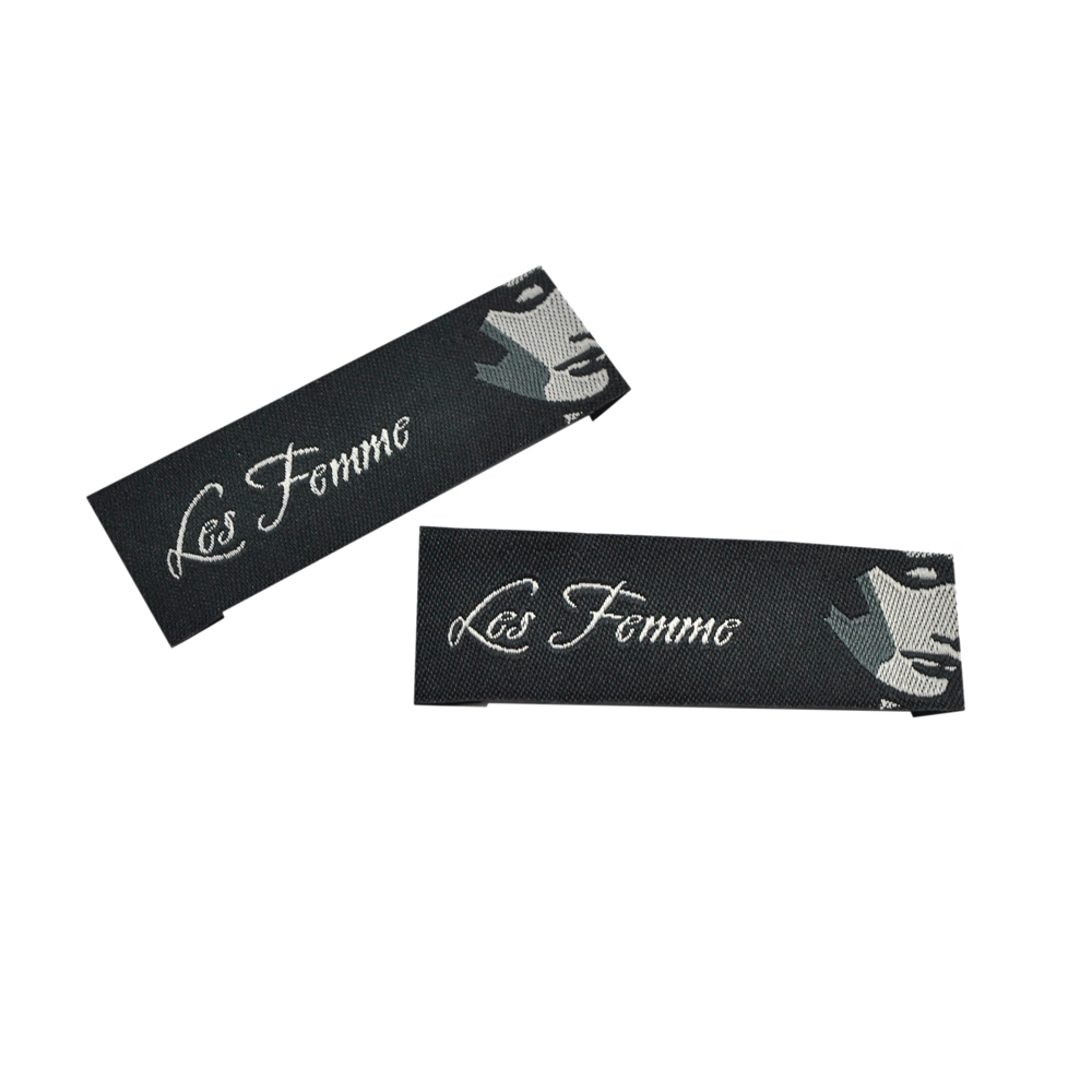 Этикетка тканевая вышитая шт. Les Famme 2*7см черная, серый, шт. Вышивка / этикетка тканевая