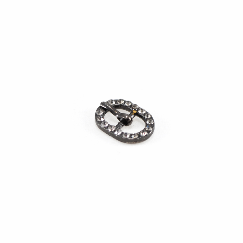 Пряжка металл 5779 овал 0,8см BLACK NIKEL, 16 черных камней . Пряжка